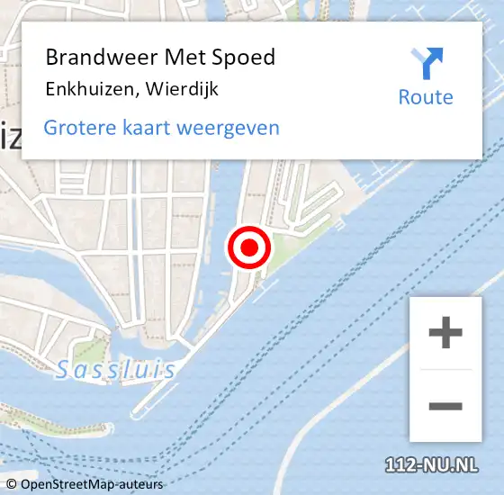 Locatie op kaart van de 112 melding: Brandweer Met Spoed Naar Enkhuizen, Wierdijk op 30 augustus 2023 12:59