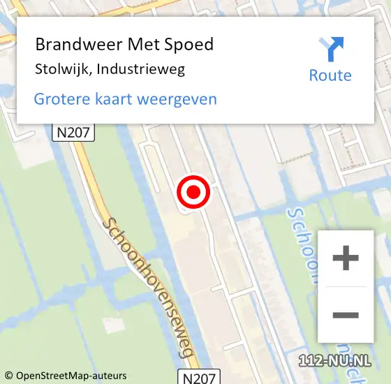 Locatie op kaart van de 112 melding: Brandweer Met Spoed Naar Stolwijk, Industrieweg op 13 oktober 2013 18:12