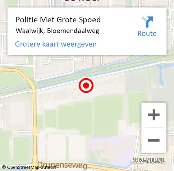 Locatie op kaart van de 112 melding: Politie Met Grote Spoed Naar Waalwijk, Bloemendaalweg op 30 augustus 2023 13:12