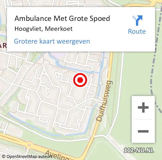 Locatie op kaart van de 112 melding: Ambulance Met Grote Spoed Naar Hoogvliet, Meerkoet op 30 augustus 2023 13:19