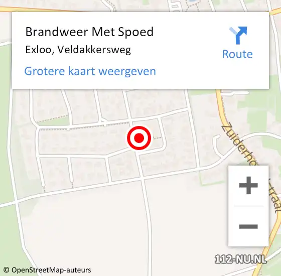 Locatie op kaart van de 112 melding: Brandweer Met Spoed Naar Exloo, Veldakkersweg op 30 augustus 2023 13:40