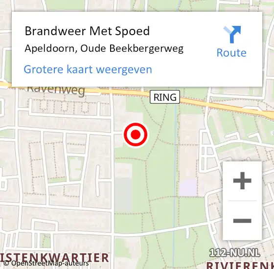 Locatie op kaart van de 112 melding: Brandweer Met Spoed Naar Apeldoorn, Oude Beekbergerweg op 30 augustus 2023 13:48