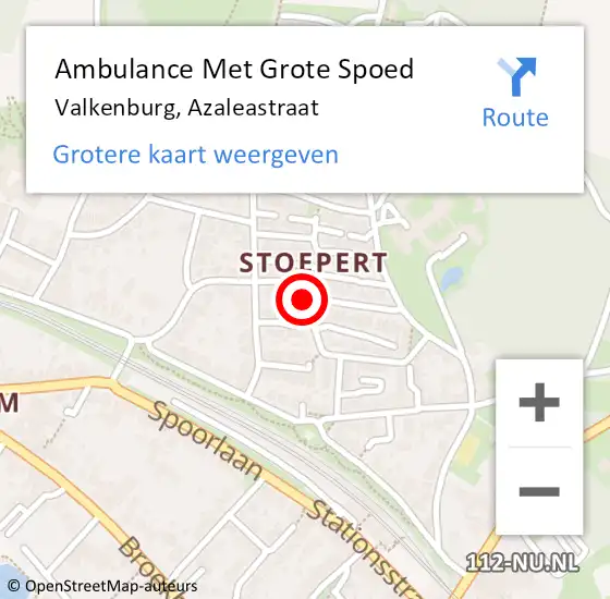 Locatie op kaart van de 112 melding: Ambulance Met Grote Spoed Naar Valkenburg, Azaleastraat op 6 september 2014 12:25