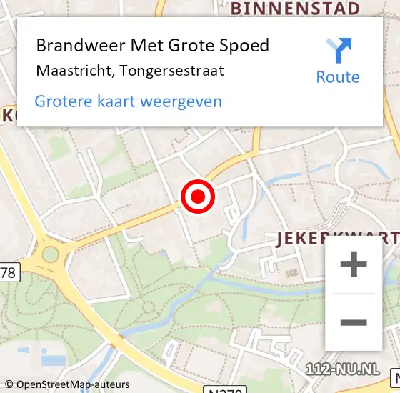 Locatie op kaart van de 112 melding: Brandweer Met Grote Spoed Naar Maastricht, Tongersestraat op 30 augustus 2023 14:24