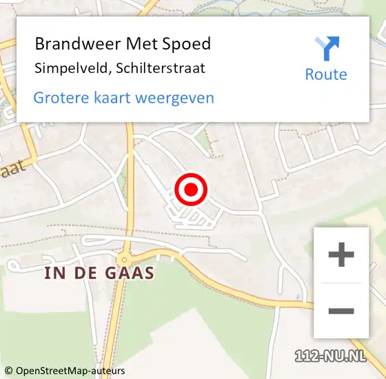 Locatie op kaart van de 112 melding: Brandweer Met Spoed Naar Simpelveld, Schilterstraat op 30 augustus 2023 14:35