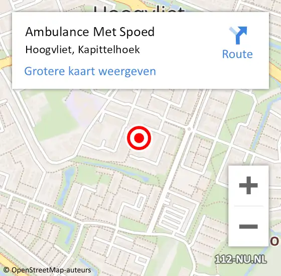 Locatie op kaart van de 112 melding: Ambulance Met Spoed Naar Hoogvliet, Kapittelhoek op 30 augustus 2023 14:45