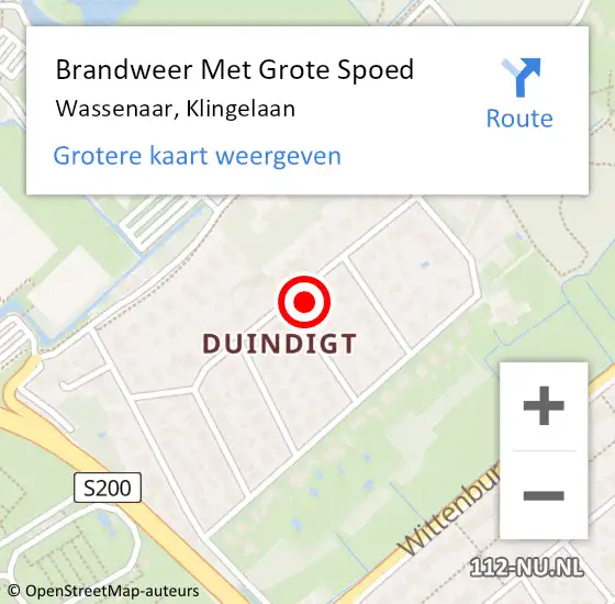 Locatie op kaart van de 112 melding: Brandweer Met Grote Spoed Naar Wassenaar, Klingelaan op 30 augustus 2023 14:47