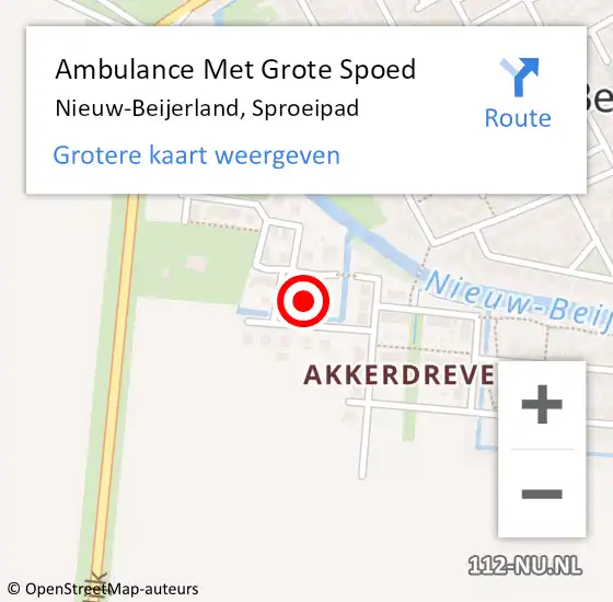 Locatie op kaart van de 112 melding: Ambulance Met Grote Spoed Naar Nieuw-Beijerland, Sproeipad op 30 augustus 2023 15:08