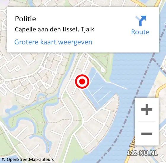 Locatie op kaart van de 112 melding: Politie Capelle aan den IJssel, Tjalk op 30 augustus 2023 15:56