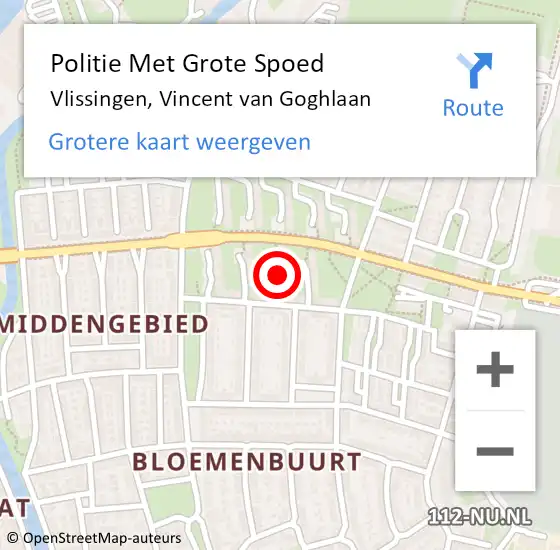 Locatie op kaart van de 112 melding: Politie Met Grote Spoed Naar Vlissingen, Vincent van Goghlaan op 30 augustus 2023 16:08