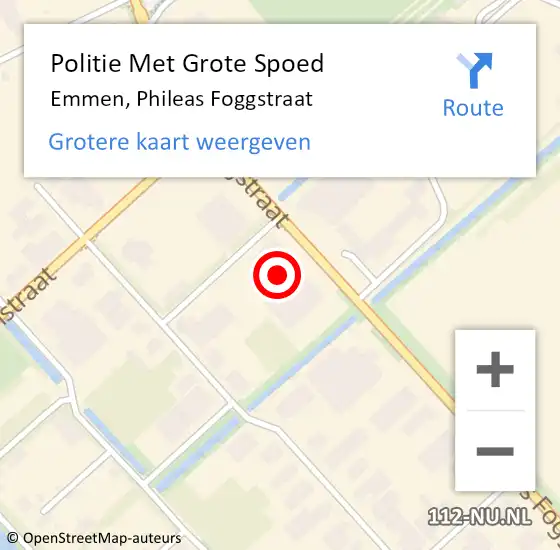 Locatie op kaart van de 112 melding: Politie Met Grote Spoed Naar Emmen, Phileas Foggstraat op 30 augustus 2023 16:14