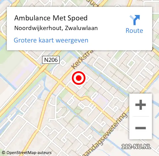 Locatie op kaart van de 112 melding: Ambulance Met Spoed Naar Noordwijkerhout, Zwaluwlaan op 6 september 2014 12:41