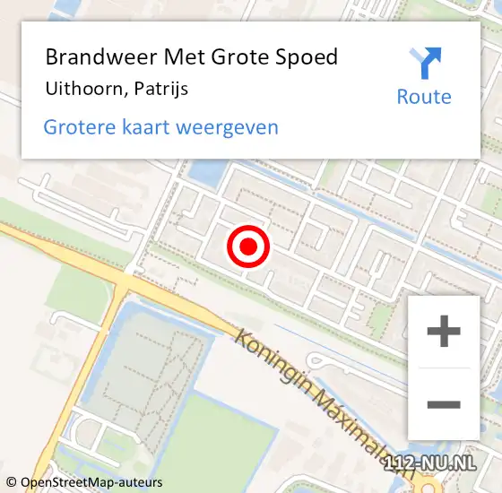 Locatie op kaart van de 112 melding: Brandweer Met Grote Spoed Naar Uithoorn, Patrijs op 30 augustus 2023 16:23