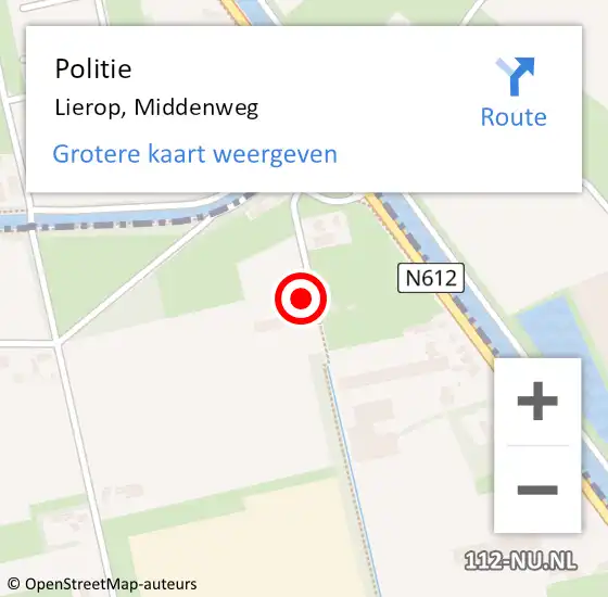 Locatie op kaart van de 112 melding: Politie Lierop, Middenweg op 30 augustus 2023 16:30