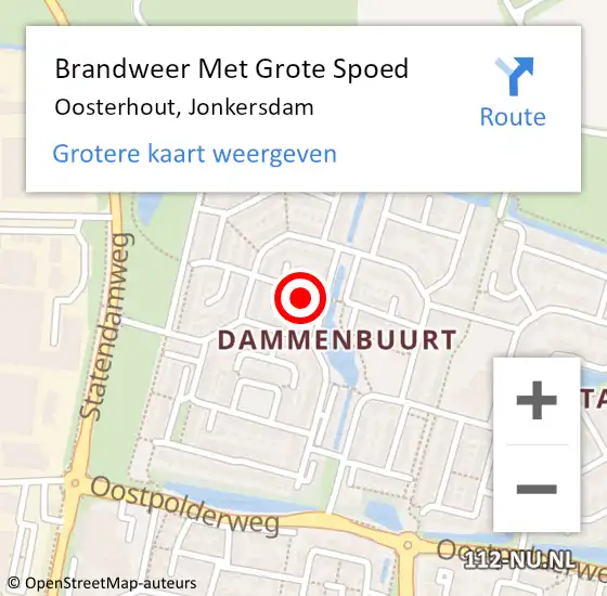 Locatie op kaart van de 112 melding: Brandweer Met Grote Spoed Naar Oosterhout, Jonkersdam op 30 augustus 2023 16:41