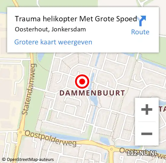 Locatie op kaart van de 112 melding: Trauma helikopter Met Grote Spoed Naar Oosterhout, Jonkersdam op 30 augustus 2023 16:42