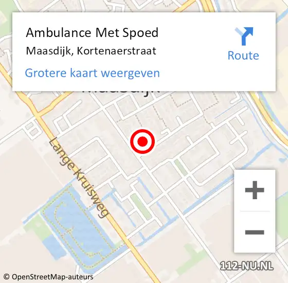 Locatie op kaart van de 112 melding: Ambulance Met Spoed Naar Maasdijk, Kortenaerstraat op 30 augustus 2023 16:54