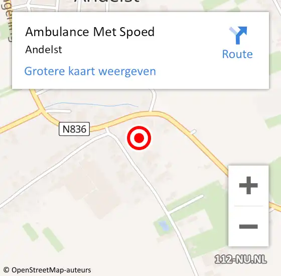 Locatie op kaart van de 112 melding: Ambulance Met Spoed Naar Andelst op 30 augustus 2023 16:59