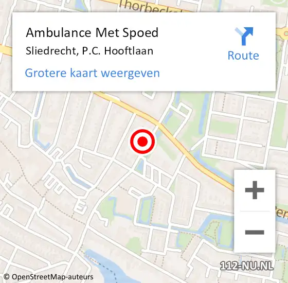 Locatie op kaart van de 112 melding: Ambulance Met Spoed Naar Sliedrecht, P.C. Hooftlaan op 30 augustus 2023 17:13