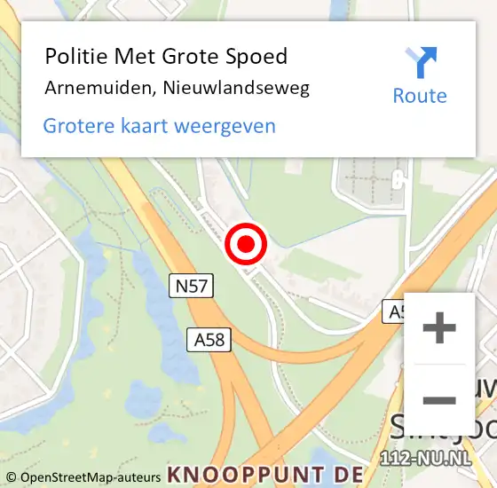 Locatie op kaart van de 112 melding: Politie Met Grote Spoed Naar Arnemuiden, Nieuwlandseweg op 30 augustus 2023 17:43