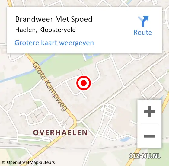 Locatie op kaart van de 112 melding: Brandweer Met Spoed Naar Haelen, Kloosterveld op 30 augustus 2023 17:45