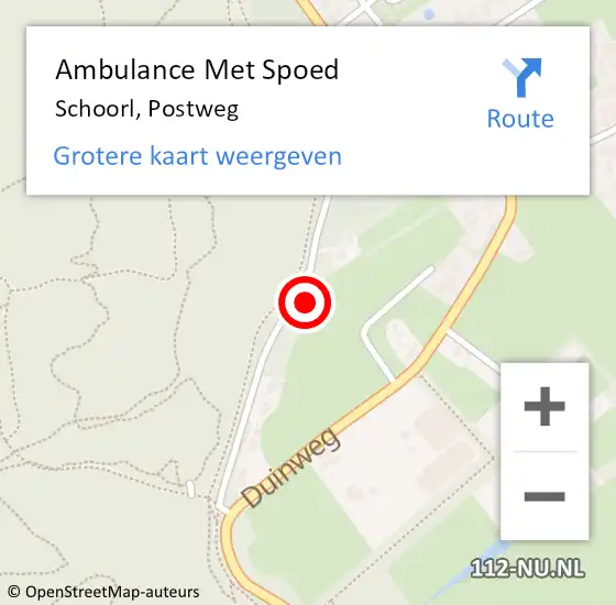 Locatie op kaart van de 112 melding: Ambulance Met Spoed Naar Schoorl, Postweg op 30 augustus 2023 17:46