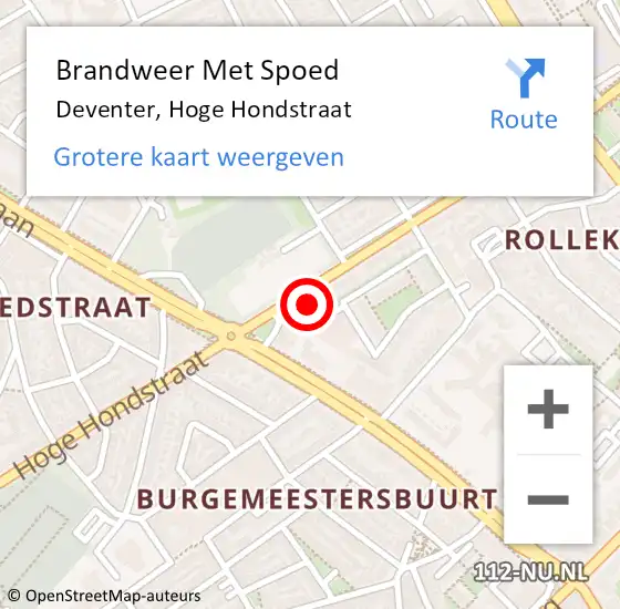 Locatie op kaart van de 112 melding: Brandweer Met Spoed Naar Deventer, Hoge Hondstraat op 30 augustus 2023 17:49