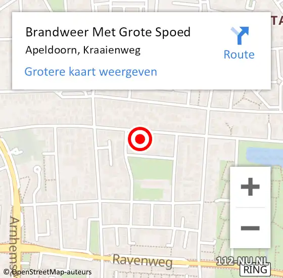 Locatie op kaart van de 112 melding: Brandweer Met Grote Spoed Naar Apeldoorn, Kraaienweg op 30 augustus 2023 18:09