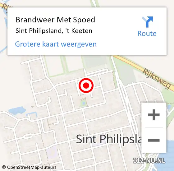 Locatie op kaart van de 112 melding: Brandweer Met Spoed Naar Sint Philipsland, 't Keeten op 30 augustus 2023 18:19