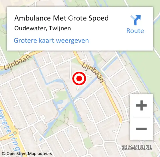 Locatie op kaart van de 112 melding: Ambulance Met Grote Spoed Naar Oudewater, Twijnen op 30 augustus 2023 18:26