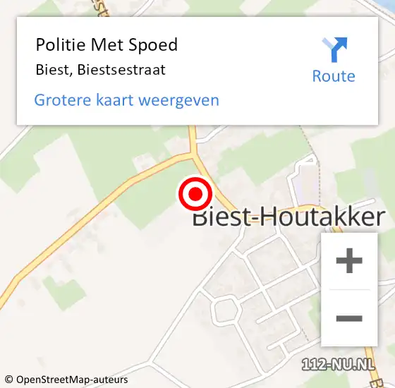 Locatie op kaart van de 112 melding: Politie Met Spoed Naar Biest, Biestsestraat op 30 augustus 2023 18:41