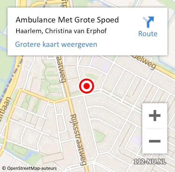 Locatie op kaart van de 112 melding: Ambulance Met Grote Spoed Naar Haarlem, Christina van Erphof op 30 augustus 2023 19:03