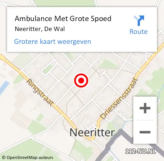 Locatie op kaart van de 112 melding: Ambulance Met Grote Spoed Naar Neeritter, De Wal op 30 augustus 2023 19:03