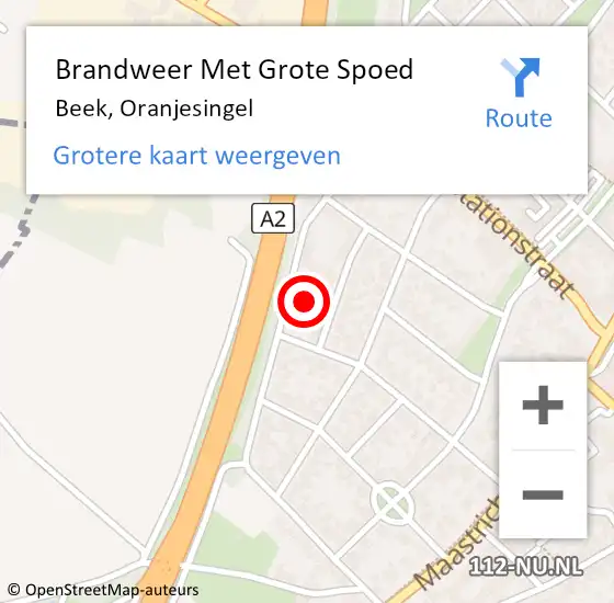 Locatie op kaart van de 112 melding: Brandweer Met Grote Spoed Naar Beek, Oranjesingel op 30 augustus 2023 19:08