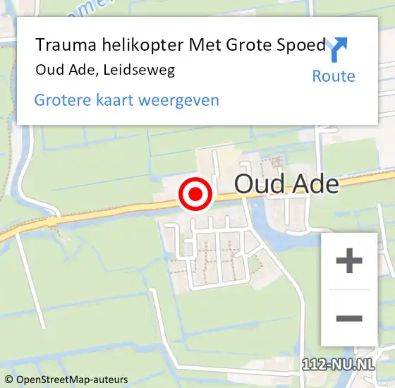 Locatie op kaart van de 112 melding: Trauma helikopter Met Grote Spoed Naar Oud Ade, Leidseweg op 30 augustus 2023 19:12