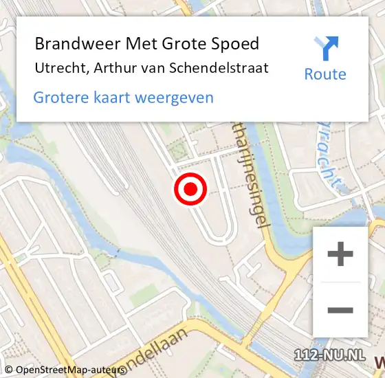 Locatie op kaart van de 112 melding: Brandweer Met Grote Spoed Naar Utrecht, Arthur van Schendelstraat op 30 augustus 2023 19:15