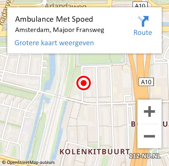 Locatie op kaart van de 112 melding: Ambulance Met Spoed Naar Amsterdam, Majoor Fransweg op 30 augustus 2023 19:29