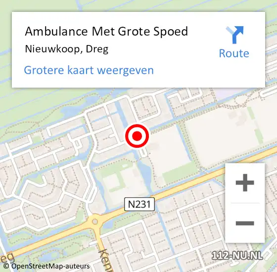 Locatie op kaart van de 112 melding: Ambulance Met Grote Spoed Naar Nieuwkoop, Dreg op 6 september 2014 13:06