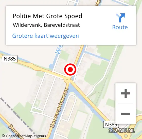 Locatie op kaart van de 112 melding: Politie Met Grote Spoed Naar Wildervank, Bareveldstraat op 30 augustus 2023 19:59