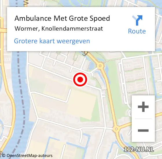 Locatie op kaart van de 112 melding: Ambulance Met Grote Spoed Naar Wormer, Knollendammerstraat op 30 augustus 2023 20:00