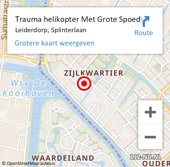 Locatie op kaart van de 112 melding: Trauma helikopter Met Grote Spoed Naar Leiderdorp, Splinterlaan op 30 augustus 2023 20:13