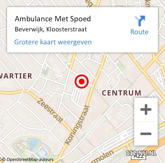 Locatie op kaart van de 112 melding: Ambulance Met Spoed Naar Beverwijk, Kloosterstraat op 30 augustus 2023 20:15