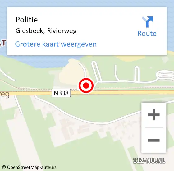 Locatie op kaart van de 112 melding: Politie Giesbeek, Rivierweg op 30 augustus 2023 20:24
