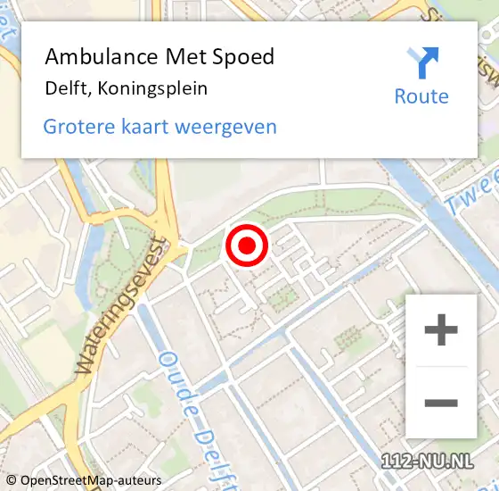 Locatie op kaart van de 112 melding: Ambulance Met Spoed Naar Delft, Koningsplein op 30 augustus 2023 21:14