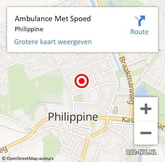 Locatie op kaart van de 112 melding: Ambulance Met Spoed Naar Philippine op 30 augustus 2023 21:21