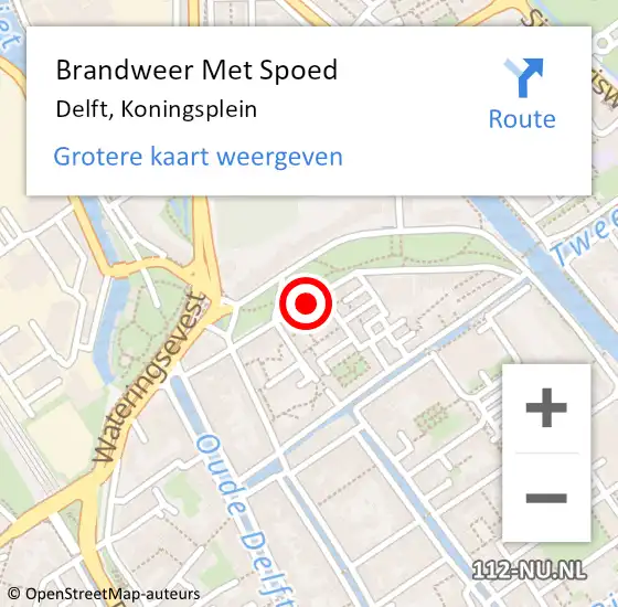 Locatie op kaart van de 112 melding: Brandweer Met Spoed Naar Delft, Koningsplein op 30 augustus 2023 21:41