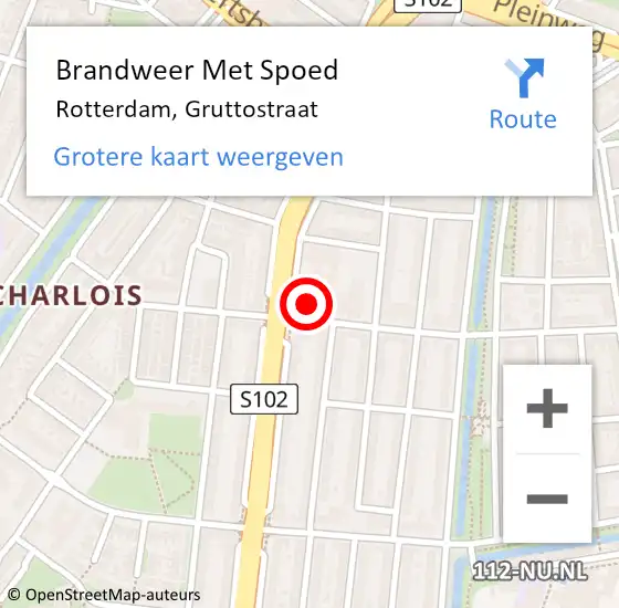 Locatie op kaart van de 112 melding: Brandweer Met Spoed Naar Rozenburg, Gruttostraat op 30 augustus 2023 21:48