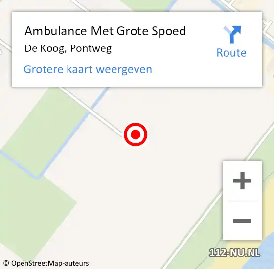 Locatie op kaart van de 112 melding: Ambulance Met Grote Spoed Naar De Koog, Pontweg op 30 augustus 2023 22:22