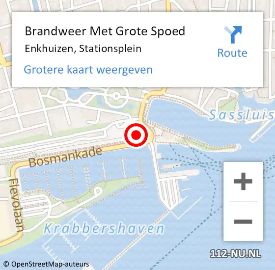 Locatie op kaart van de 112 melding: Brandweer Met Grote Spoed Naar Enkhuizen, Stationsplein op 30 augustus 2023 22:25