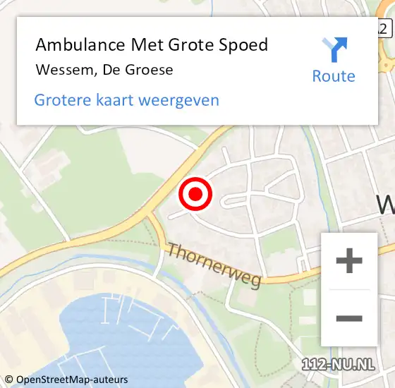 Locatie op kaart van de 112 melding: Ambulance Met Grote Spoed Naar Wessem, De Groese op 30 augustus 2023 23:47